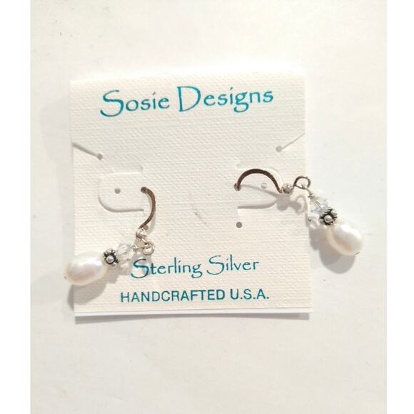 Sosie Designs Sterling Silver 925 Dangle Drop Earrings Fresh Water Pearl Hook - Picture 4 of 10